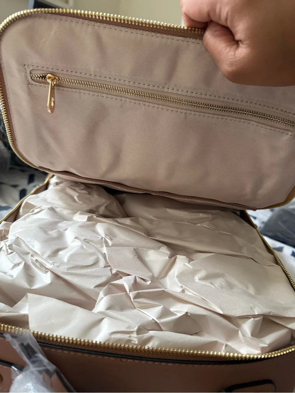 Calpak Cognac Tan Braided-Trim 15” Laptop Backpack